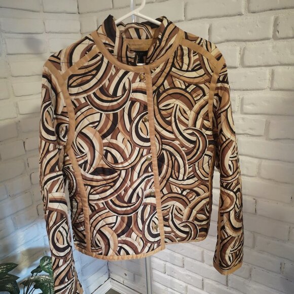 Silkland Ladies Silk Tan, Brown & Black Lightweight Quilted Jacket - Picture 1 of 8